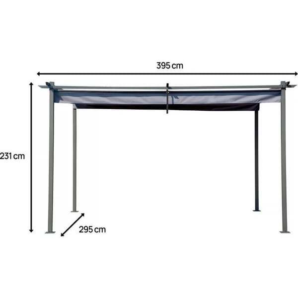 Metallpergola med infällbart tak - 3 x 4 m - Grå antracit