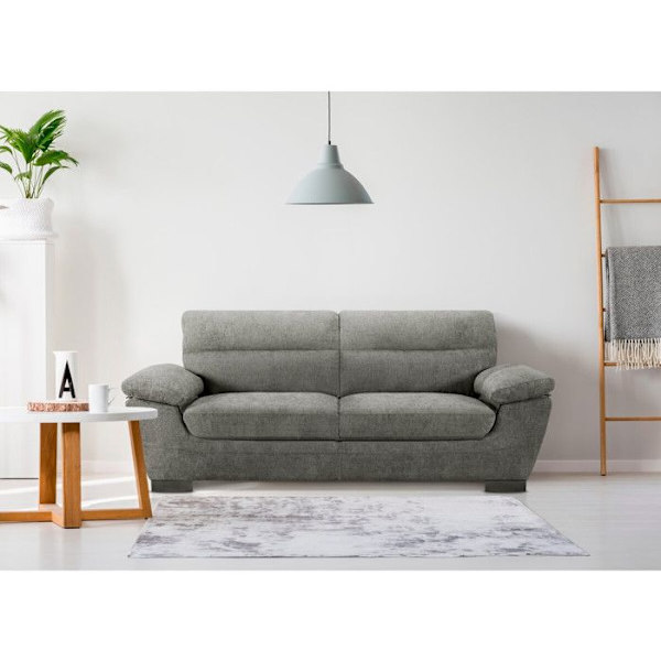 Fast stofsofa "Dallas" - 210 X 88 X 90 cm - 3 pladser - Grå Grå