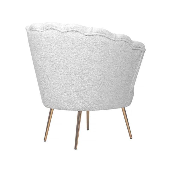 Stol bouclette "Floria" - 75 x 68 x 77,5 cm - Hvid Vit