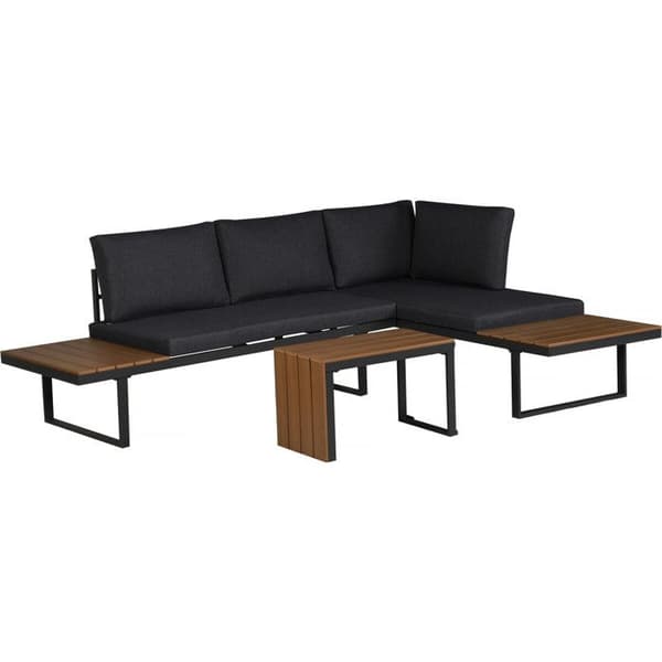 Havemøbler modulær hjørnesofa i trælook "Sylva" - 4 pladser - Grå Grå