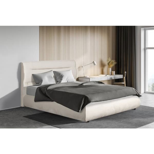 Dubbel säng med sammetens förvaringslåda "Chamonix" - 160 x 200 cm - Beige beige