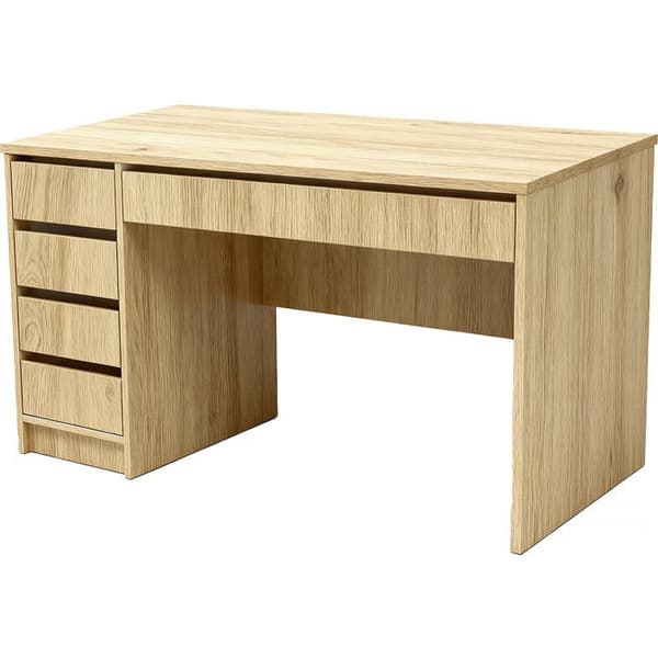 Træskrivebord 5 skuffer "Malika" - 120 x 75 x 55 cm - Brun kastanj