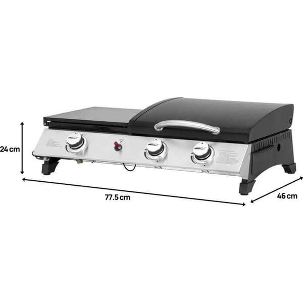 Kaasugrilli kannella "Rasio" - 7.5 KW - 3 poltinta - Musta