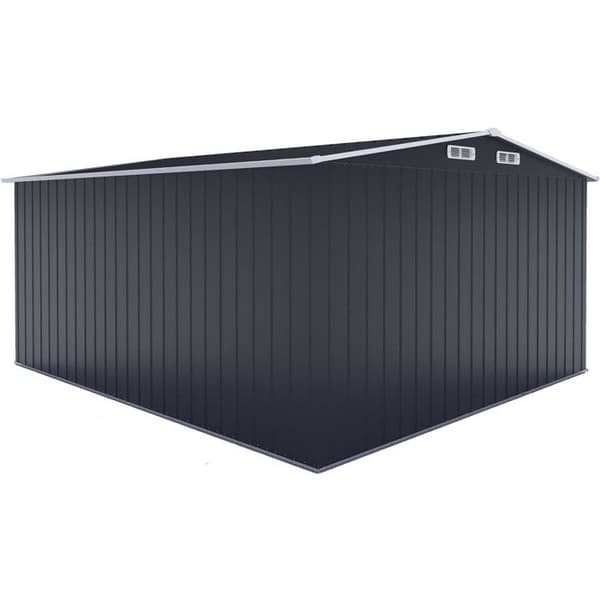 Metal havehus med skydedør "Boston" - 13 m² - Grå Grå