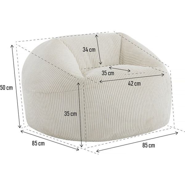 Puf i fløjl "Cusco" - 80 x 74 x 49 cm - Beige beige