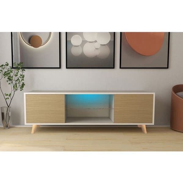 TV-möbel LED "Inna" - 140 x 42 x 45 cm - Vit/Ek Vit ek