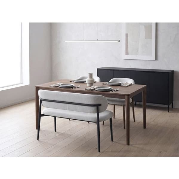 Spisebænk i stof - 110 cm - "Sélène" - 3 pladser - Lys grå og Sort Grå