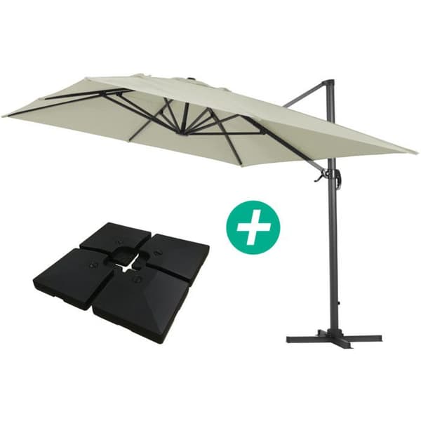 Parasol trädgård av aluminium "Sun 4" - Rektangulär - 3 x 4 m - Ecru - Vikter ingår Ecru