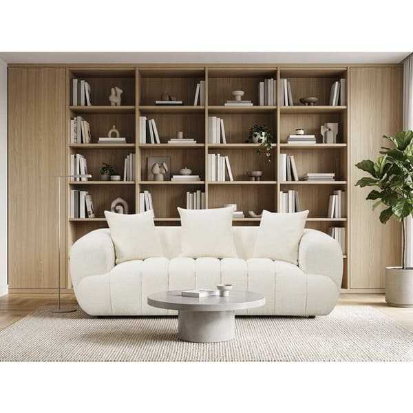 Sofa i lige bubble-stil i tekstureret stof "La Fayette" - 3 pladser - Creme Grädde