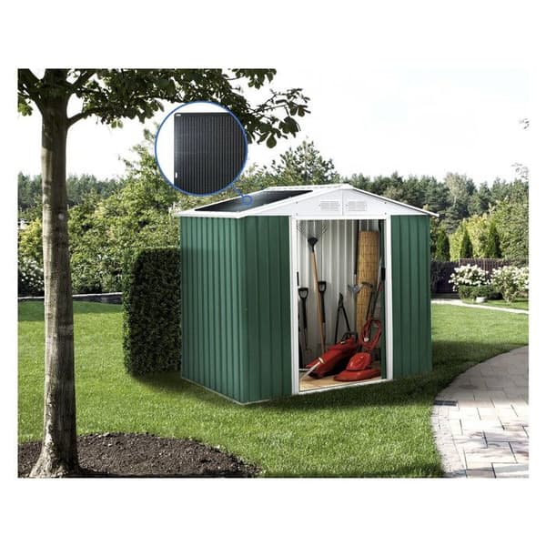Metal havehus - "Rosas" - 2.71 m² med solpaneler - Grøn Grön.