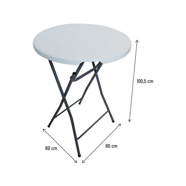 Fällbord i plast Ø 80 cm "Lili" - vit Vit