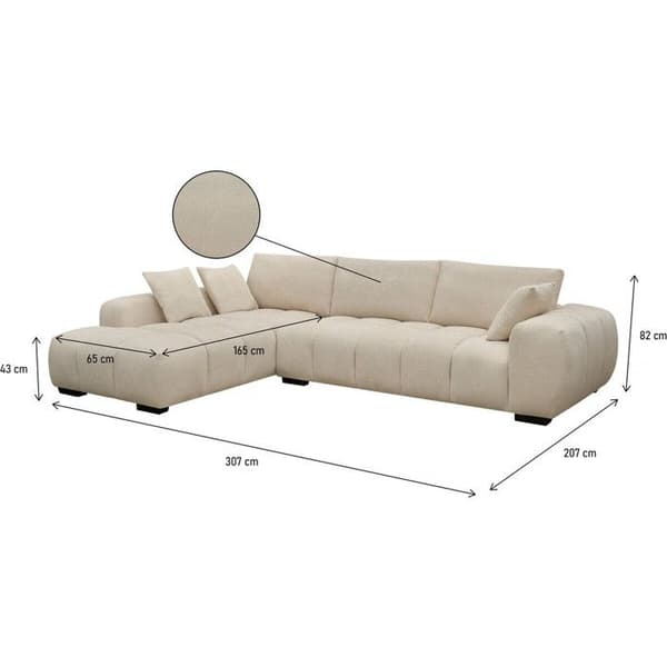 Vinkelsoffa "Monceau" - 3 platser - Beige beige