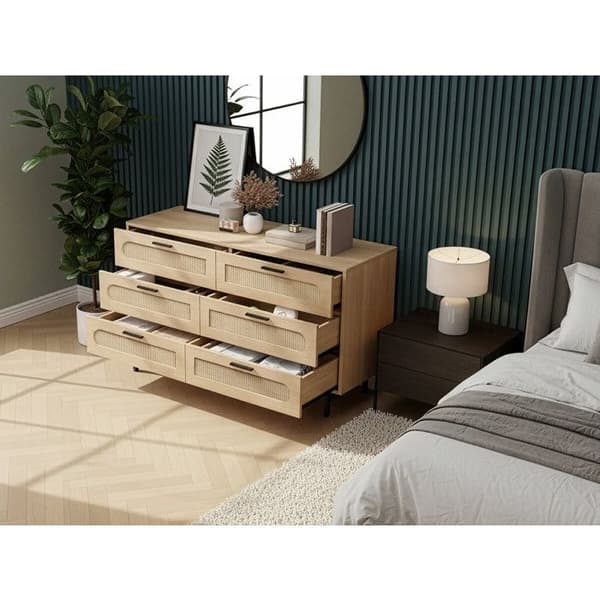 Puu- ja punontakommode "Harrison" - 120 x 40 x 75 cm - Beige