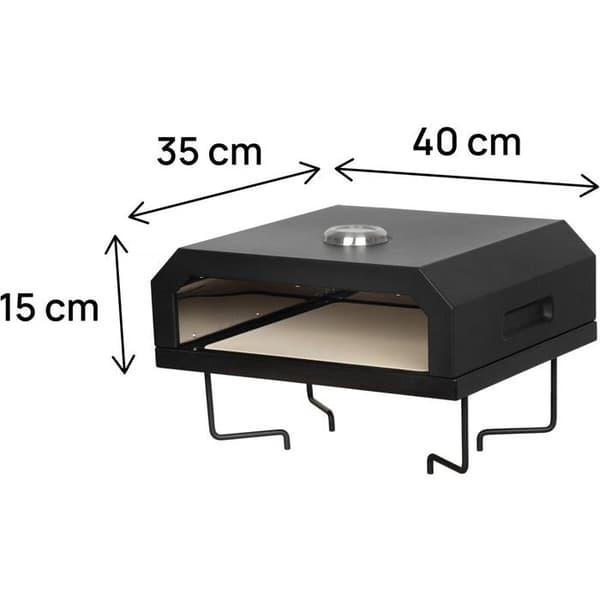 Pizzello-pizzauuni grillille - 40 x 35 x 28 cm - Musta