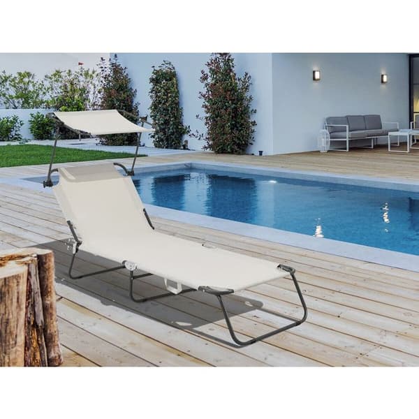 Sammenklappelig solbad "Lazy" - Med solskærm - Beige beige