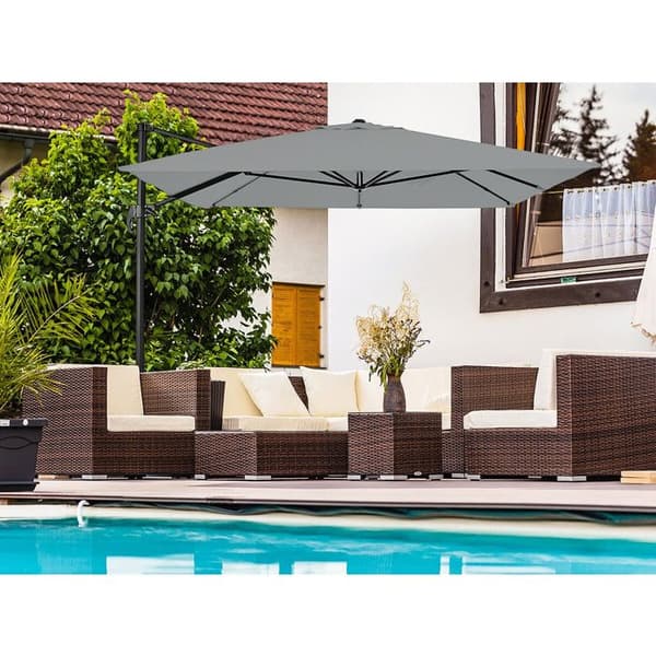 Aluminium parasol med sidearm "Sky 4" - 3 x 4 m - Grå - Med betræk Grå