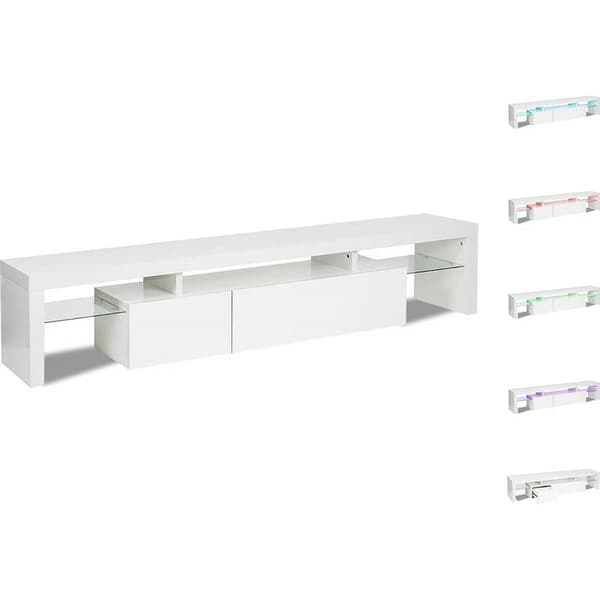 TV-möbel LED lackerad "Tina" - 187.5 x 34 x 38 cm - Vit Vit