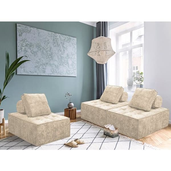 Set med 2 modulära fåtöljer för soffa i texturerat tyg "Velluto" - Beige beige