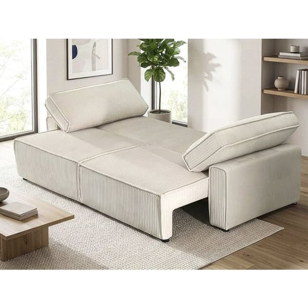 Soffa i ribbstickad sammet "Montaigne" - 3 platser - Beige beige