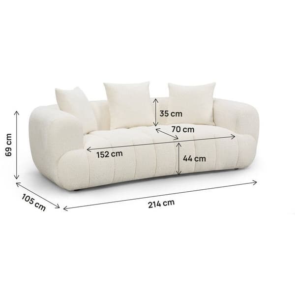 Sofa i lige bubble-stil i tekstureret stof "La Fayette" - 3 pladser - Creme Grädde