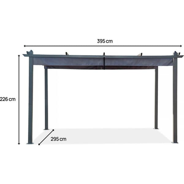 Aluminiumpergola med infällbart tak - 3 x 4 m - Antracitgrå antracit