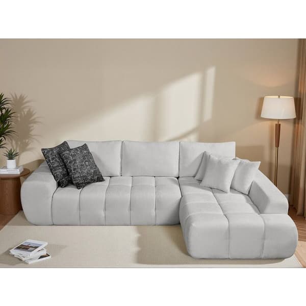 Hjørnesofa i stof stil bubble "Sidonie" - 4 pladser - Grå Grå