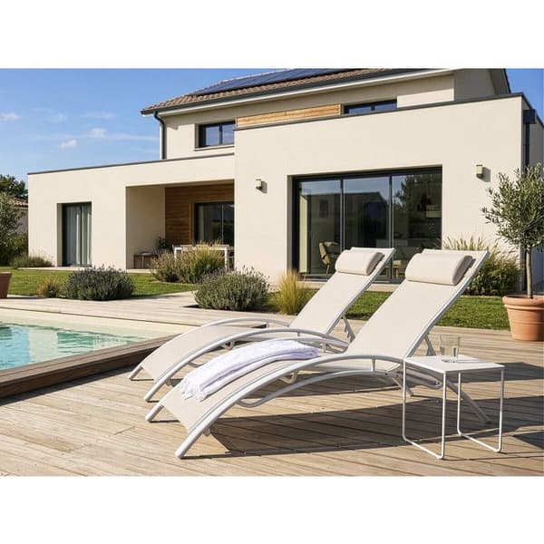 "Beauty" solstol i aluminium - Phoenix - Ecru - Set om 2 Ecru