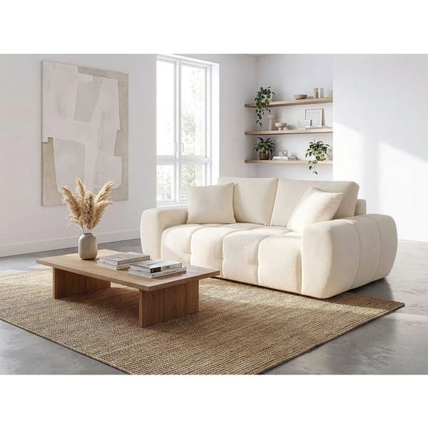 Rät soffa i tyg stil bubble "Léonie" - 2 platser - Beige beige