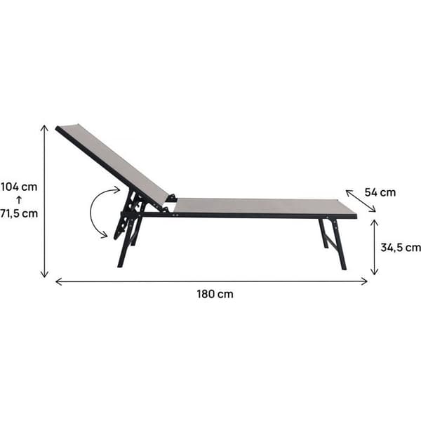 Set med 2 solstolar i metall "Sublima" - 180 x 54 x 104 cm - Taupe Mol