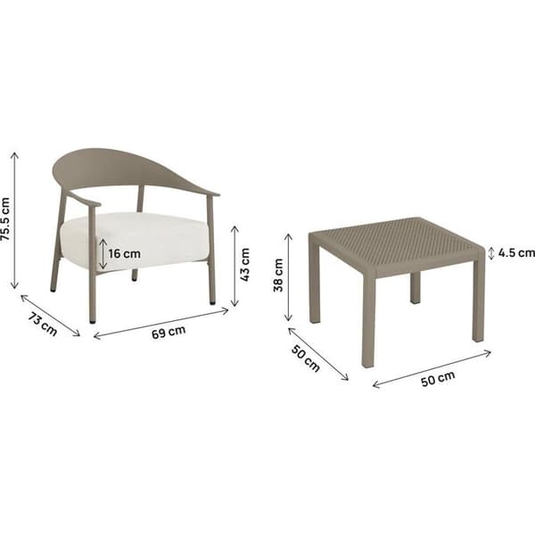 Havemøbler i metal og plastik "Céora" - 2 pladser - Taupe Mol