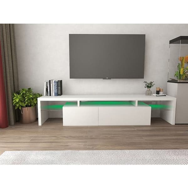 TV-möbel LED lackerad "Tina" - 187.5 x 34 x 38 cm - Vit Vit