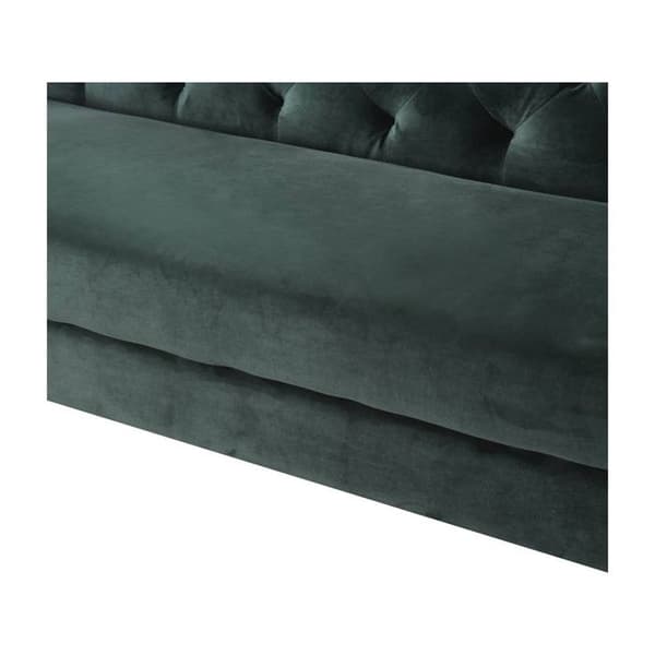 Fast velour sofa "Bruce" - 196 x 76 x 82 cm - 3 pladser - Mørkegrøn Grön.