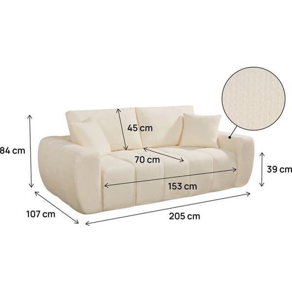 Rät soffa i tyg stil bubble "Léonie" - 3 platser - Beige beige