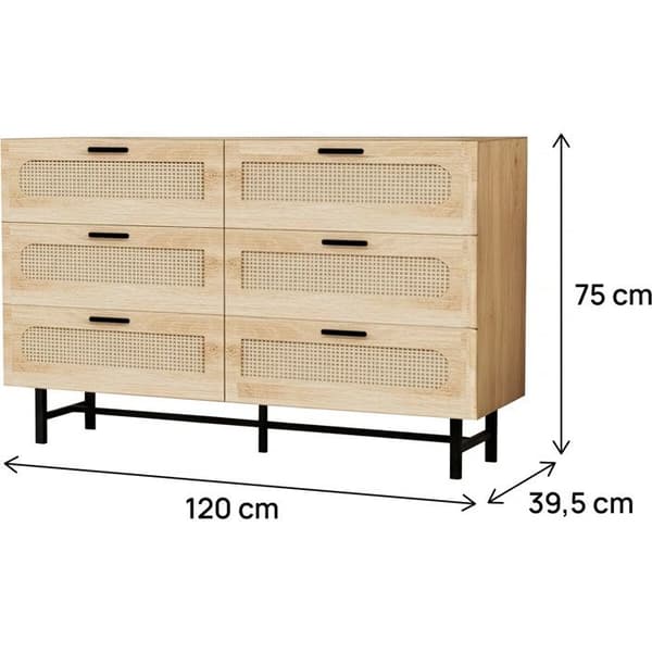 Puu- ja punontakommode "Harrison" - 120 x 40 x 75 cm - Beige