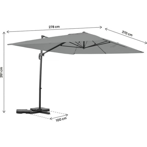 Aluminium parasol med sidearm "Sky 4" - 3 x 4 m - Grå Grå