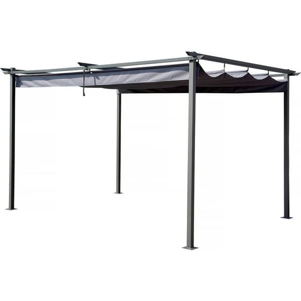 Metallpergola med infällbart tak - 3 x 4 m - Grå antracit
