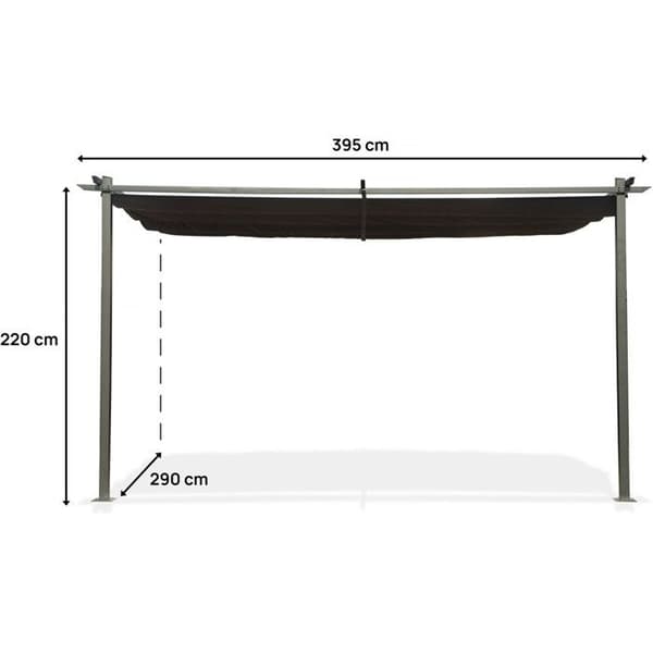 Metallpergola med infällbart tak - 3 x 4 m - Antracitgrå Grå