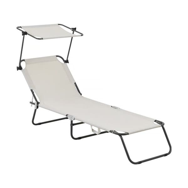 Fällbar solstol "Lazy" - Med solskydd - Beige beige