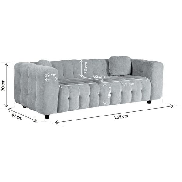 Sofa i chenille stof "Vendome" - 3 pladser - Grå Grå