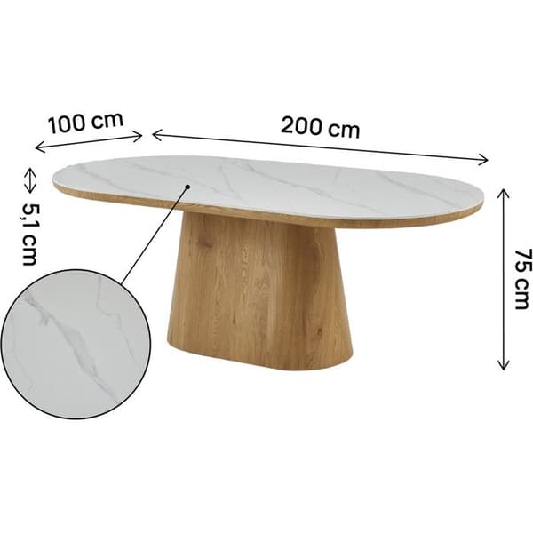 Oval matbord i trä med keramik "Bellagio" - 8 platser - Vit och brun Vit