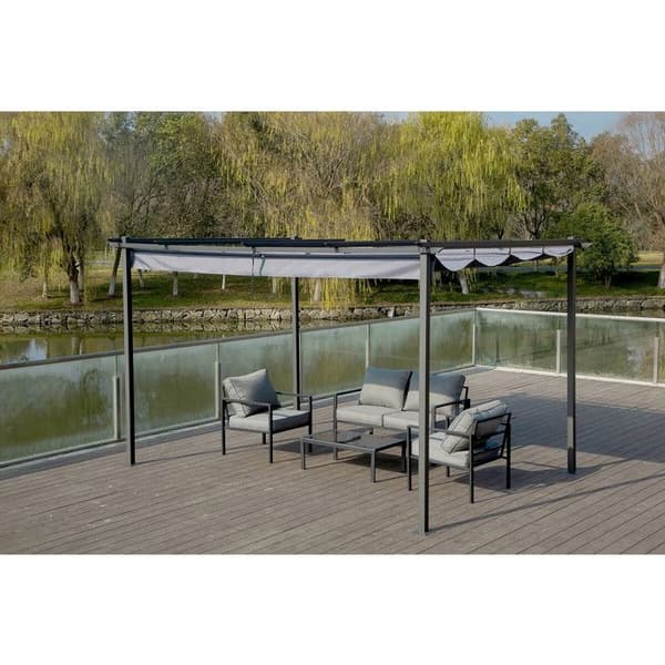 Aluminiumpergola med infällbart tak - 3 x 4 m - Antracitgrå antracit