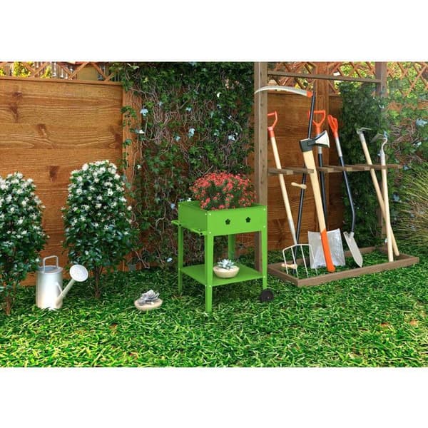 Metal repotting table "Laurier" - 55 x 55 x 80 cm - Grøn