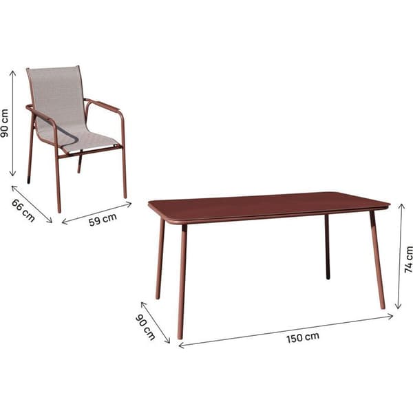 Trädgårdsmöbelset i metall "Malaga" - 6 platser - Terrakotta Terrakotta