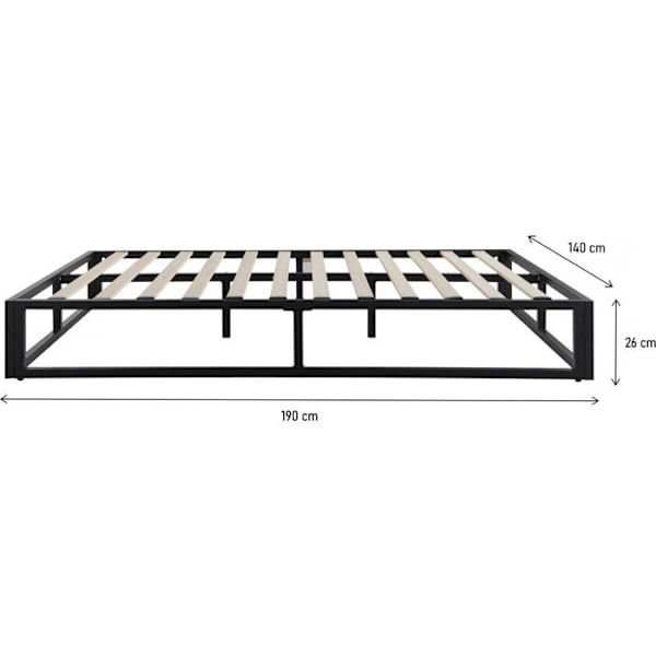 Metal sengestel 140 x 190 cm - Sort