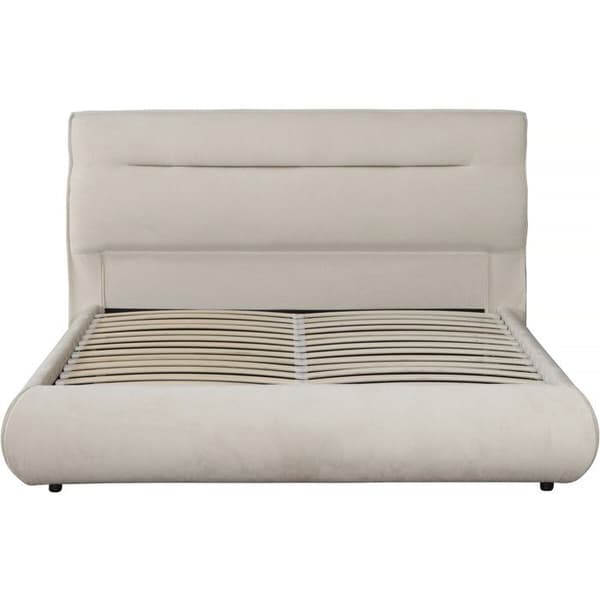 Dubbel säng med förvaring i sammet "Chamonix" - 140 x 190 cm - Beige beige