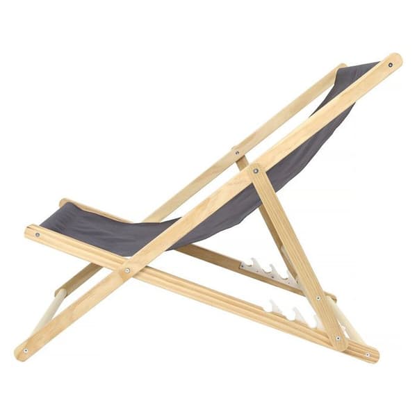 Sæt med 2 træsolsenge "Chilienne" - 107 x 56.5 x 81 cm - Grå Grå