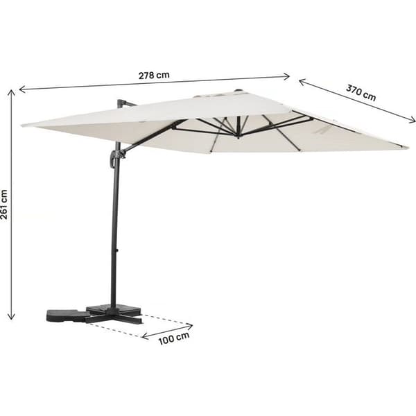 Aluminium parasol med sidearm "Sky 4" - 3 x 4 m - Ecru Ecru