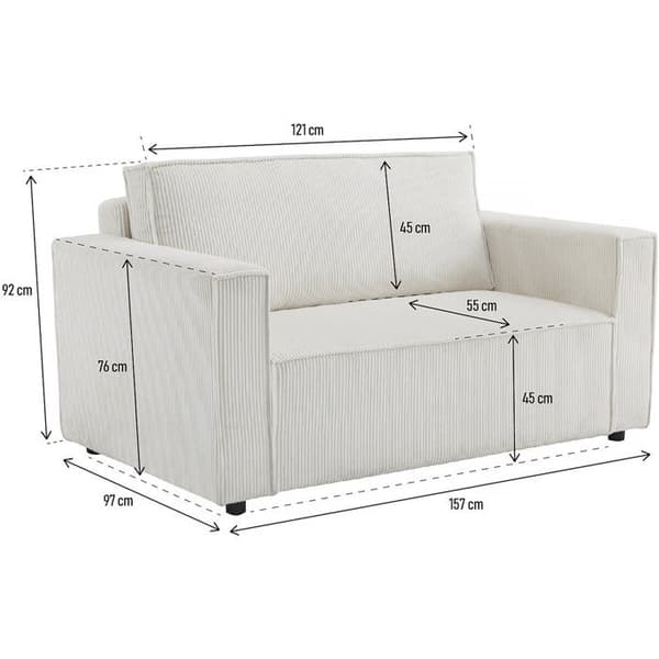 Soffa i ribbat sammet "Grenelle" - 2 platser - Beige beige
