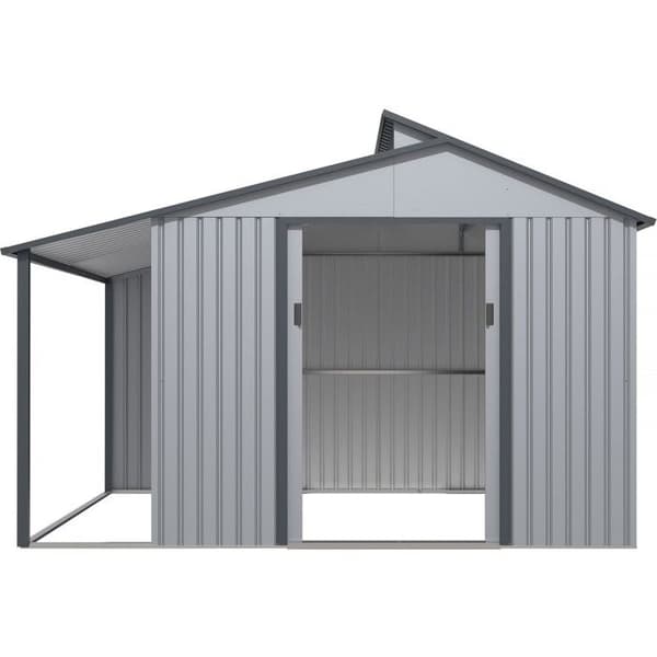 Metallbod med pergola "Madras" - 9,12 m² - 257 x 355 x 237 cm - Grå Grå