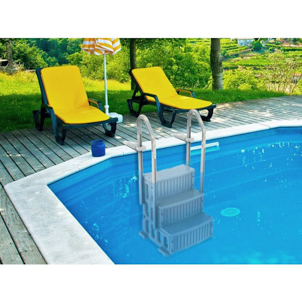 Enkel poolstege "Nathan" - 3 steg - i plast Vit